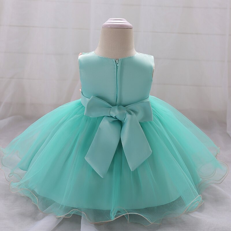 Robe Princesse Bébé Turquoise à Fleurs – Image 2