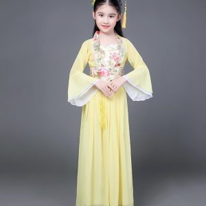 Robe Princesse Chinoise Jaune pour Fille