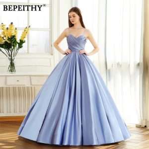 Robe Princesse de Bal Bleu Argentée