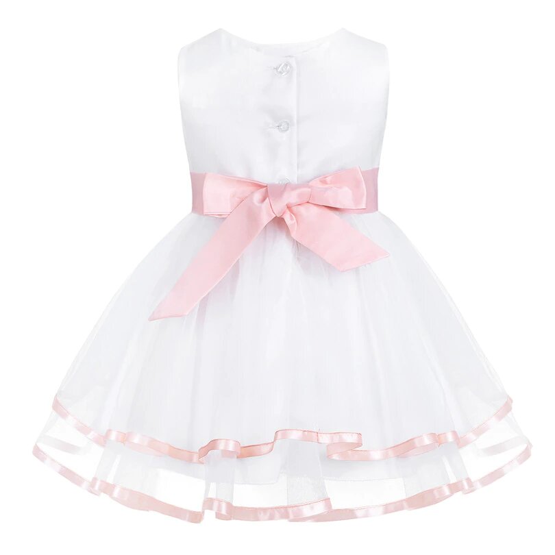 Robe Princesse de Baptême Rose et Blanche – Image 2