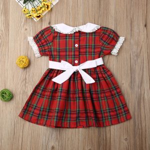 Robe Princesse de Noël à carreaux pour fille