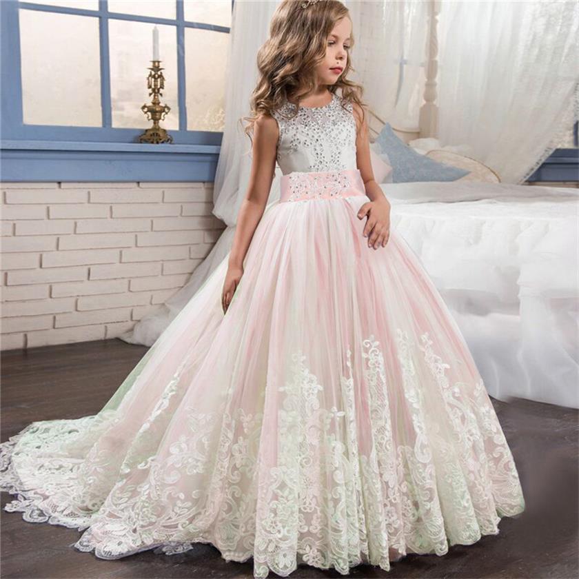 Robe Princesse de Soirée Rose pour Fille