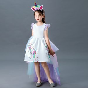 Robe Princesse Licorne Multicolore avec Accessoires
