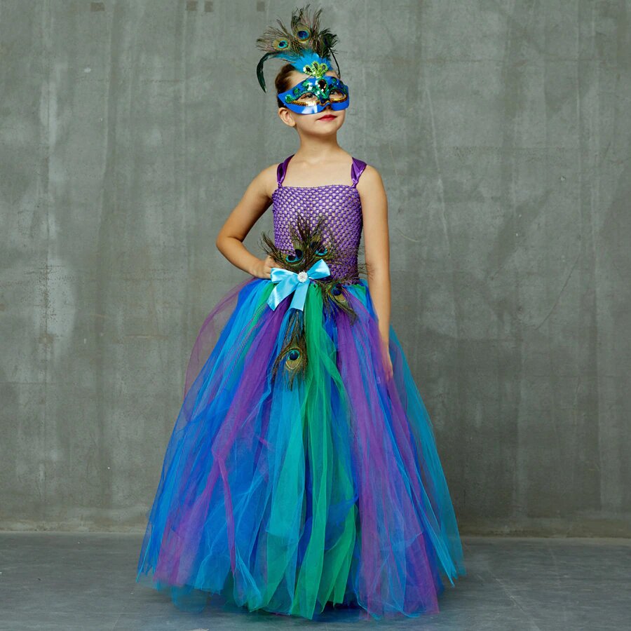 Robe Princesse Paon pour Carnaval et Anniversaire