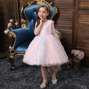 Robes Princesse Rose à Nœud pour Fillette