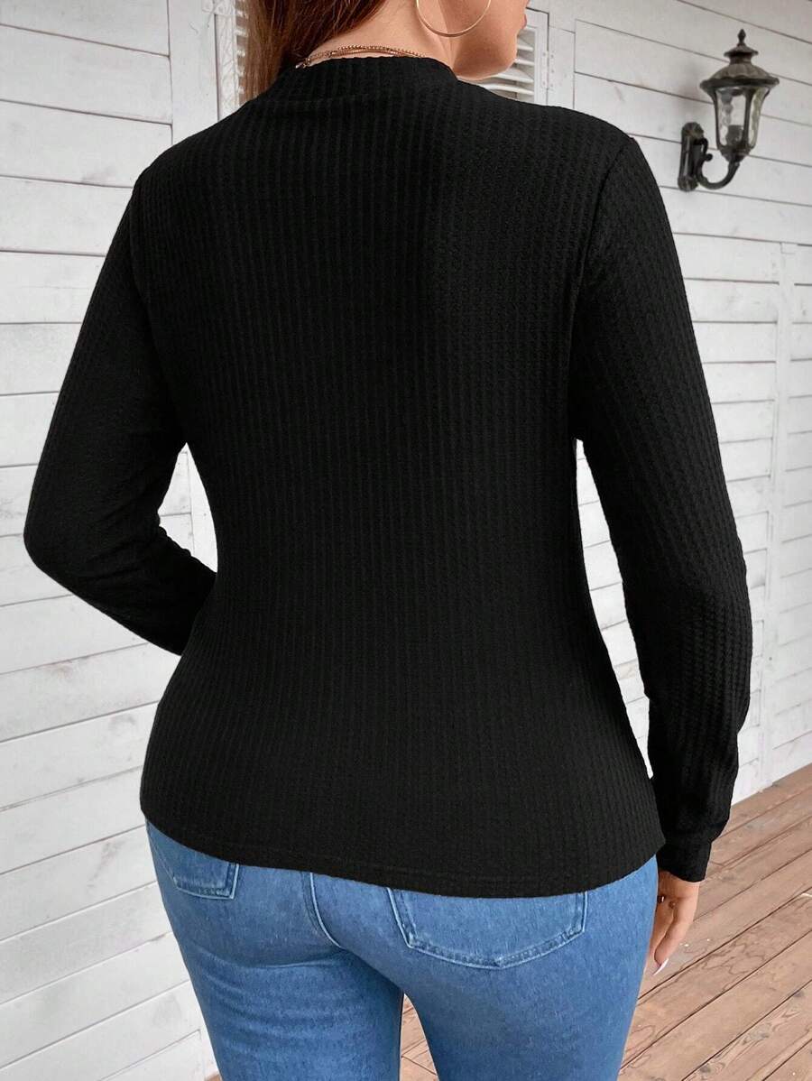 SHEIN GRANDE TAILLE (44/46/48/50/52/54) Pull col double élégant – Image 2
