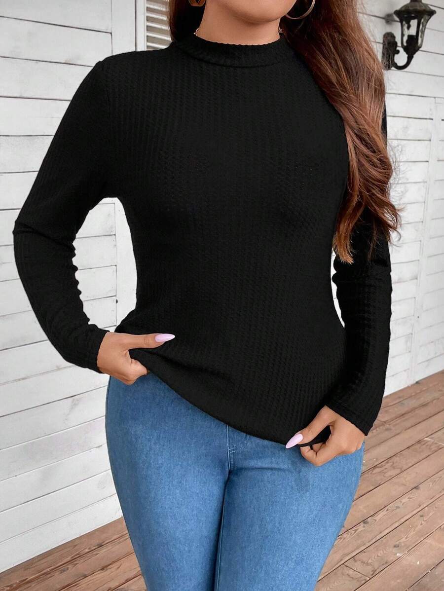 SHEIN GRANDE TAILLE (44/46/48/50/52/54) Pull col double élégant – Image 3