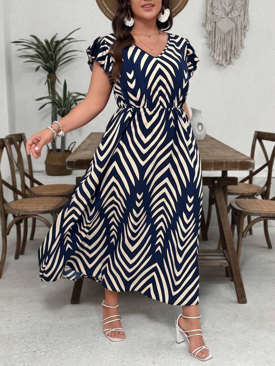 SHEIN GRANDE TAILLE (46/48/50/52/54) Robe imprimé géométrique grande taille – Image 4