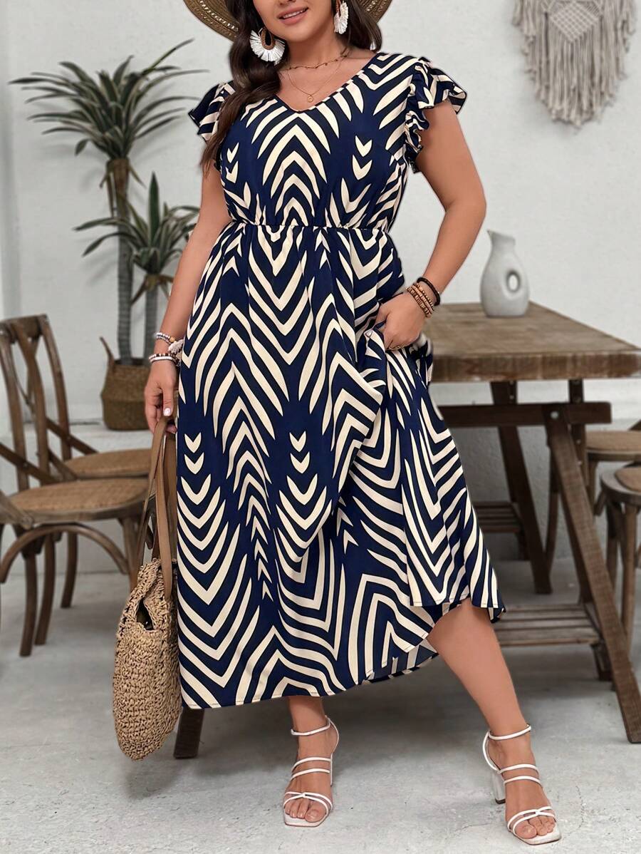 SHEIN GRANDE TAILLE (46/48/50/52/54) Robe imprimé géométrique grande taille – Image 6