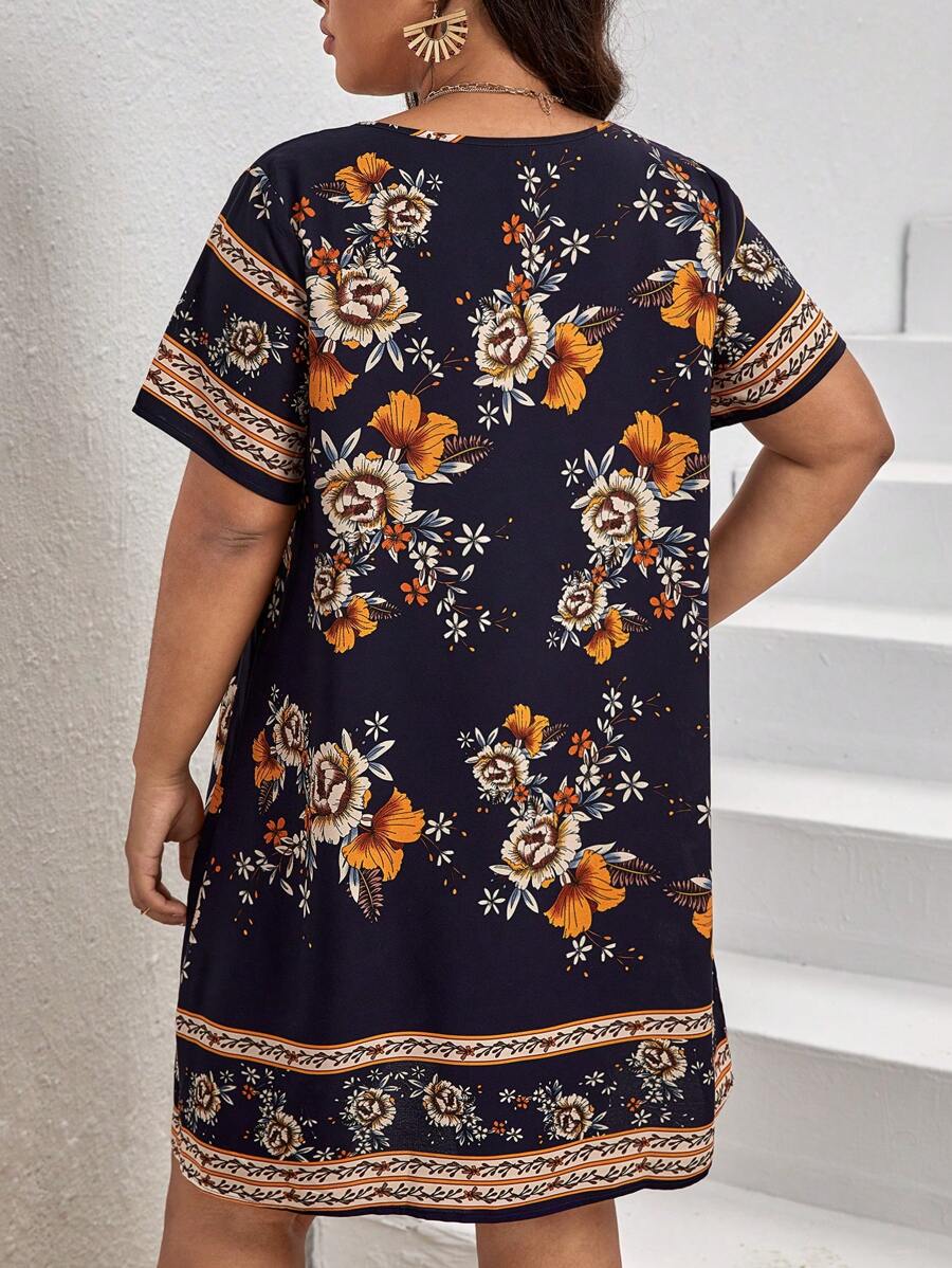 SHEIN GRANDE TAILLE (44/46/48/50/52/54) Robe tunique à imprimé fleuri – coupe fluide et féminine – Image 2