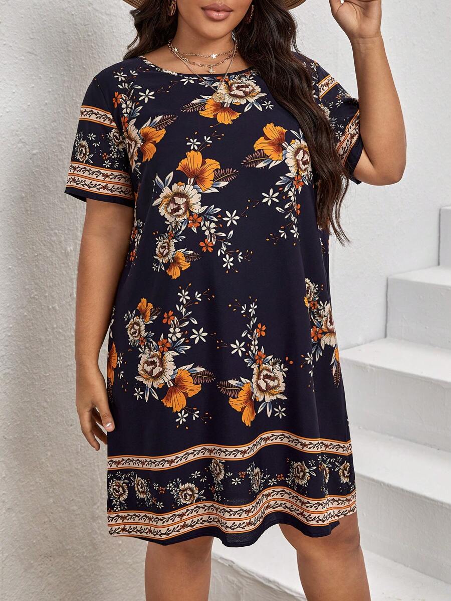 SHEIN GRANDE TAILLE (44/46/48/50/52/54) Robe tunique à imprimé fleuri – coupe fluide et féminine – Image 6