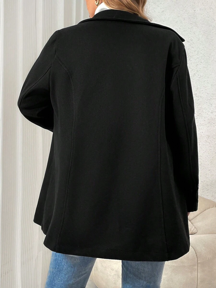 SHEIN GRANDE TAILLE (48/50/52/54) Manteau élégant à col rabattu dentelé et boutons frontaux – Image 2