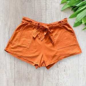 Short Femme XXL Style Lin Taille Haute Shein avec Ceinture Assortie